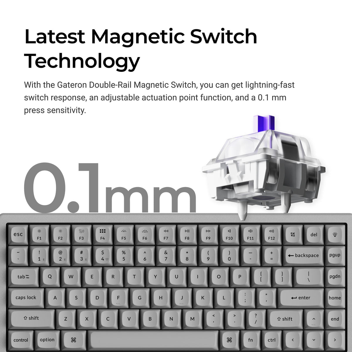 Keychron K2 HE Wireless Magnetic Switch Custom Keyboard - Concrete Edition