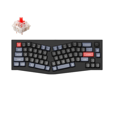 Keychron Q8 QMK/VIA custom mechanical keyboard Alice layout knob version full aluminum black frame for Mac Windows Linux fully assembled B Gateron G Pro switch red