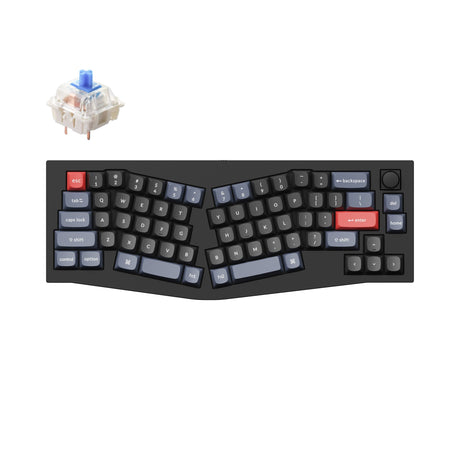 Keychron Q8 QMK/VIA custom mechanical keyboard Alice layout knob version full aluminum black frame for Mac Windows Linux fully assembled B Gateron G Pro switch blue