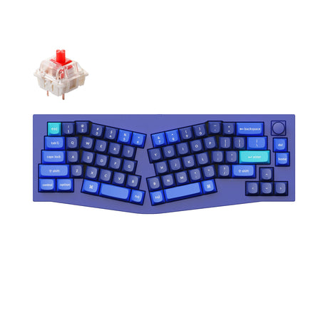 Keychron Q8 QMK/VIA custom mechanical keyboard Alice layout knob version full aluminum blue frame for Mac Windows Linux fully assembled B Gateron G Pro switch red
