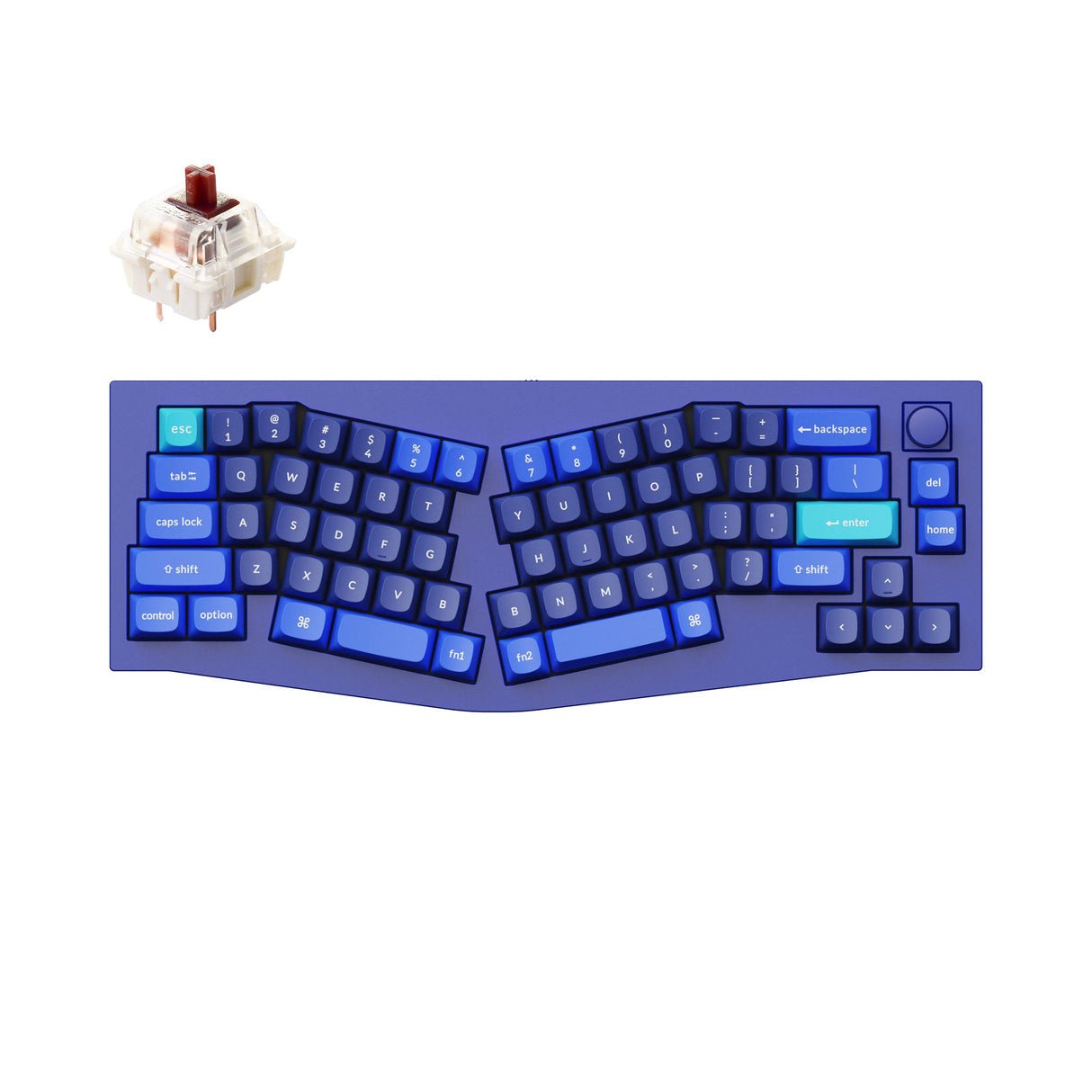 Keychron Q8 QMK/VIA custom mechanical keyboard Alice layout knob version full aluminum blue frame for Mac Windows Linux fully assembled B Gateron G Pro switch brown