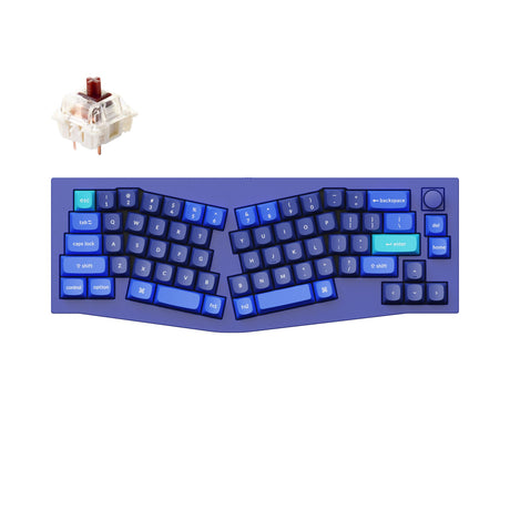 Keychron Q8 QMK/VIA custom mechanical keyboard Alice layout knob version full aluminum blue frame for Mac Windows Linux fully assembled B Gateron G Pro switch brown