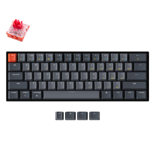 Keychron K12 60% compact hot-swappable wireless mechanical keyboard with for Mac and Windows with White RGB backlight Keychron Lava optical switch red