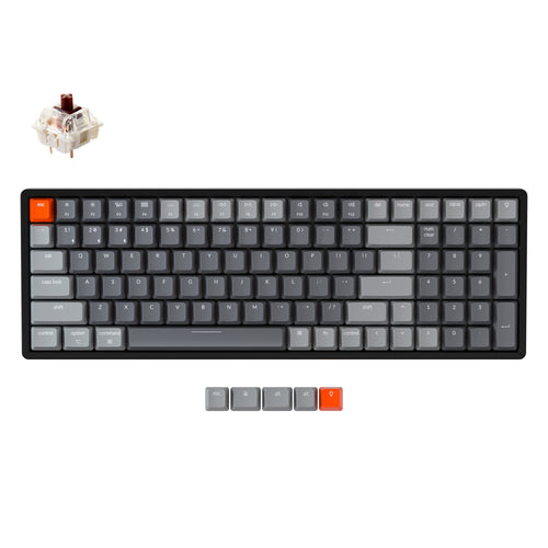 Keychron K4 Version 2 Hot-swappable Wireless Mechanical Keyboard, 100-keys layout for Mac Windows iOS with Gateron brown switch with type-C RGB or white backlight aluminum frame