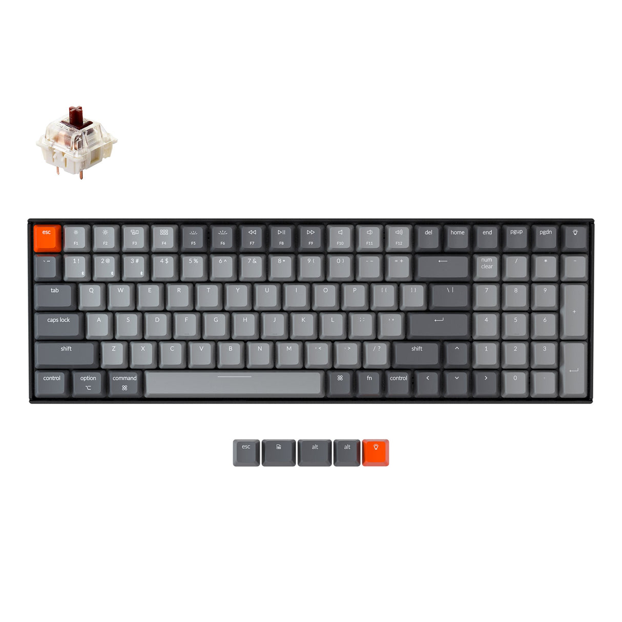 Keychron K4 Version 2 Hot-swappable Wireless Mechanical Keyboard, 100-keys layout for Mac Windows iOS with Gateron brown switch with type-C RGB or white backlight