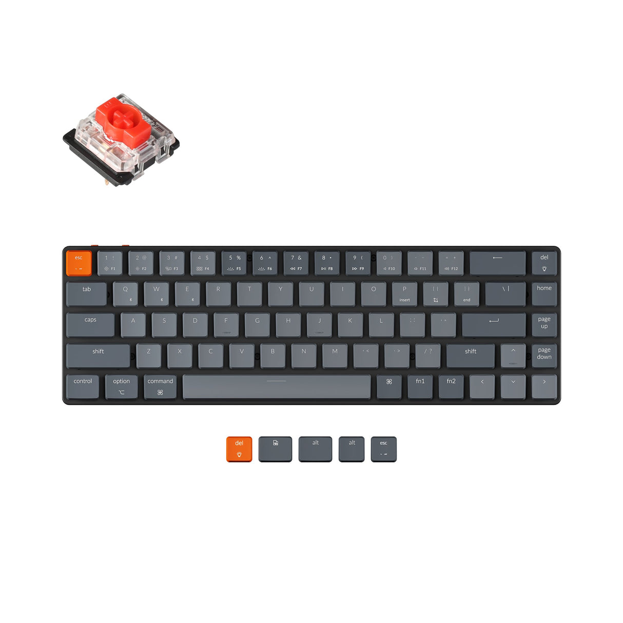 Keychron K7 65-percent ultra-slim compact wireless mechanical keyboard for Mac Windows Hot-swappable low-profile Gateron Mechanical red switches with White backlit