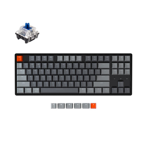 Keychron-K8 tenkeyless wireless mechanical keyboard for Mac Windows iOS RGB white backlight with gateron optical switch blue