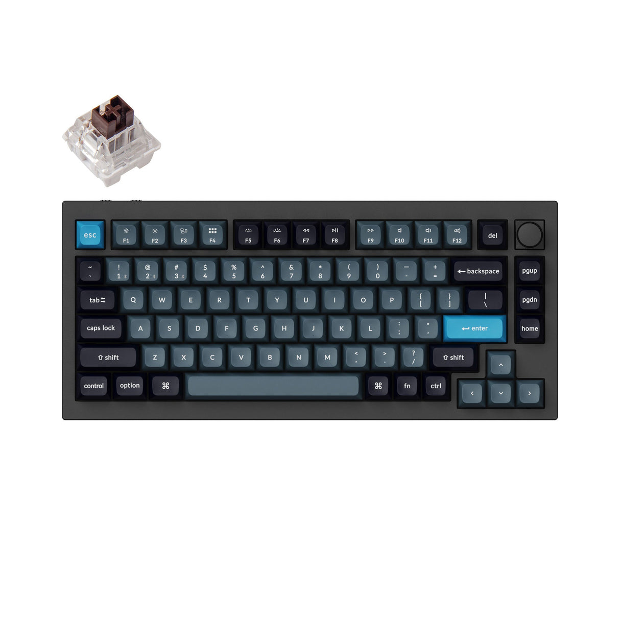 Keychron Q1 Pro QMK/VIA wireless custom mechanical keyboard 75% layout full aluminum black frame for Mac WIndows Linux with RGB backlight and hot-swappable K Pro switch brown