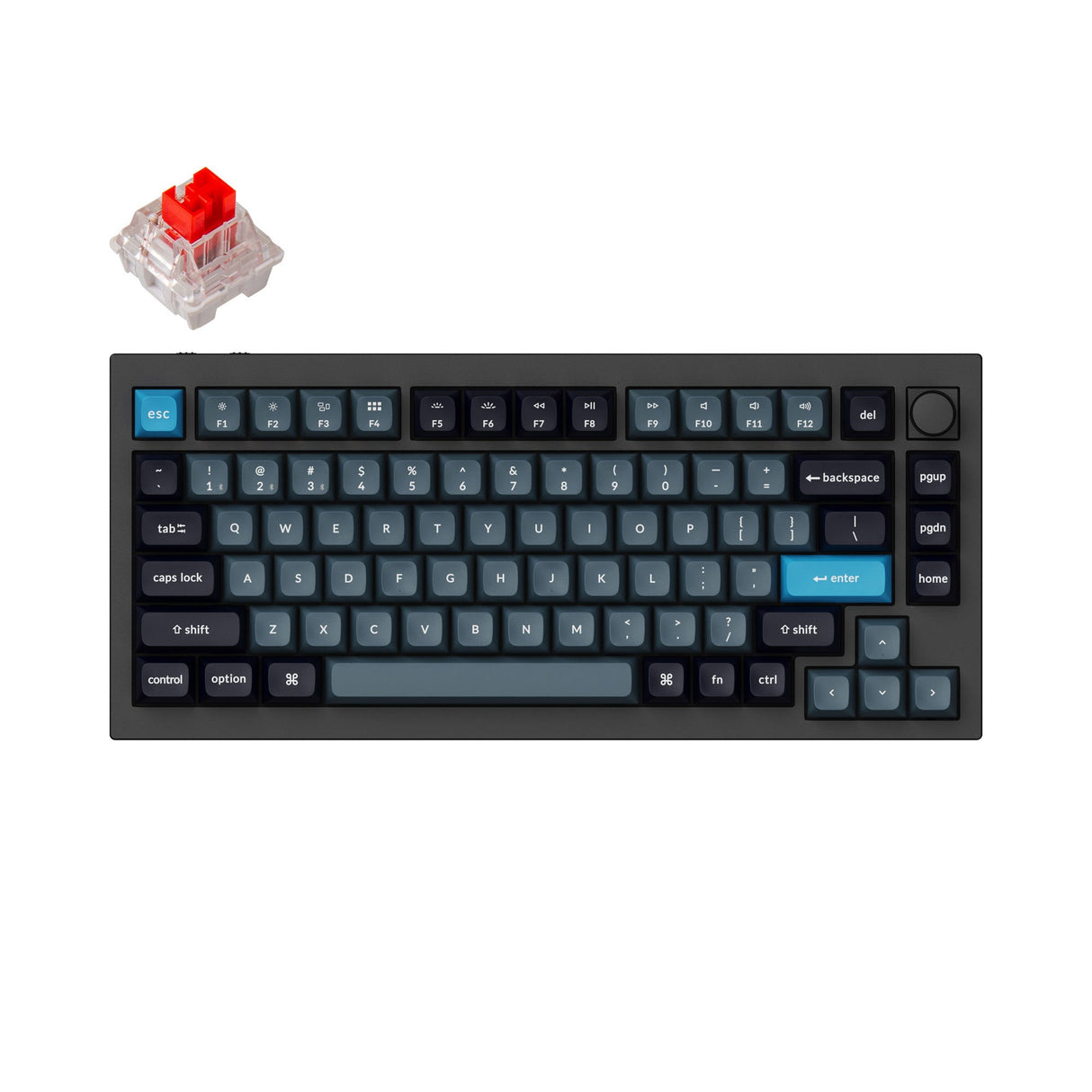 Keychron Q1 Pro QMK/VIA wireless custom mechanical keyboard 75% layout full aluminum black frame for Mac WIndows Linux with RGB backlight and hot-swappable K Pro switch red