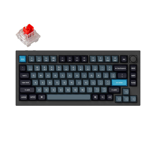 Keychron Q1 Pro QMK/VIA wireless custom mechanical keyboard 75% layout full aluminum black frame for Mac WIndows Linux with RGB backlight and hot-swappable K Pro switch red