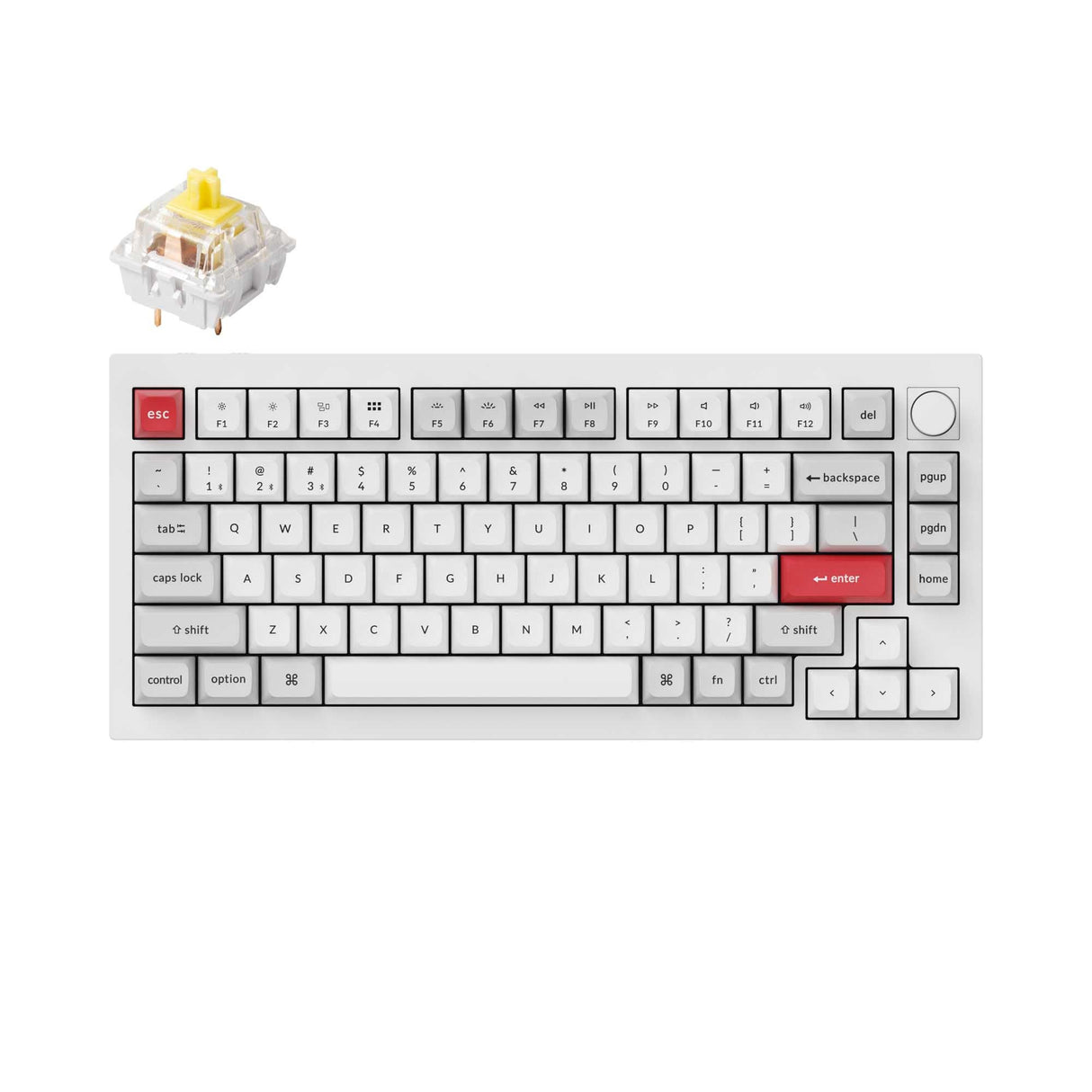 Keychron Q1 Pro QMK/VIA wireless custom mechanical keyboard 75% layout full aluminum white frame for Mac WIndows Linux with RGB backlight and hot-swappable K Pro switch banana