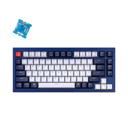Keychron Q1 QMK VIA custom mechanical keyboard 75 percent layout full aluminum blue frame for Mac Windows RGB backlight with hot swappable Gateron G Phantom switch blue