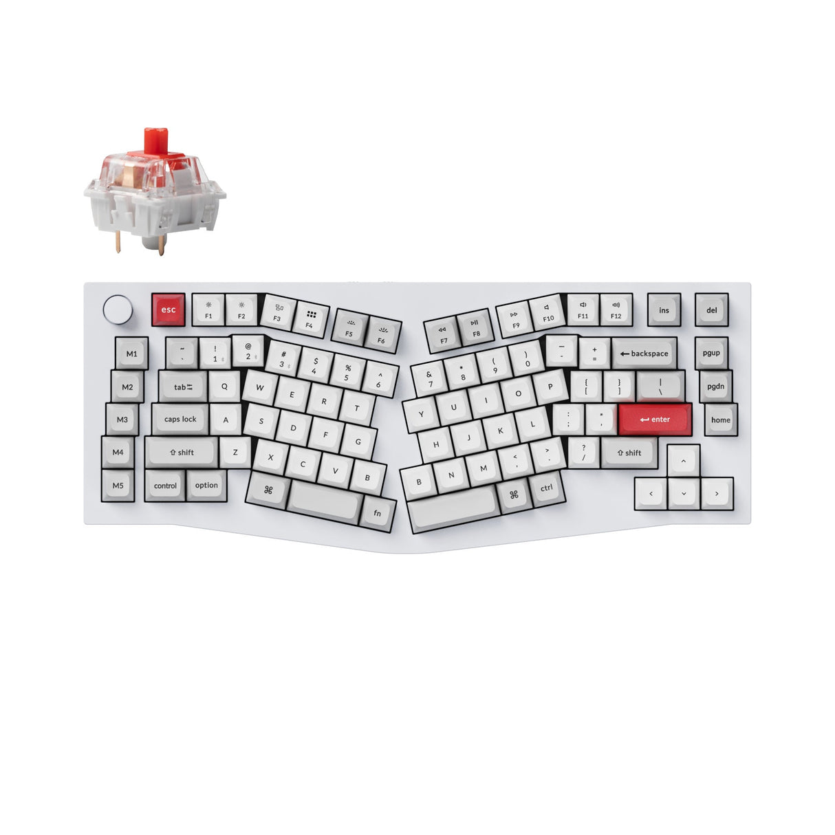 Keychron Q10 Pro QMK/VIA wireless custom mechanical keyboard 75 percent Alice layout full aluminum white frame for Mac Windows Linux with RGB backlight hot-swappable K Pro red