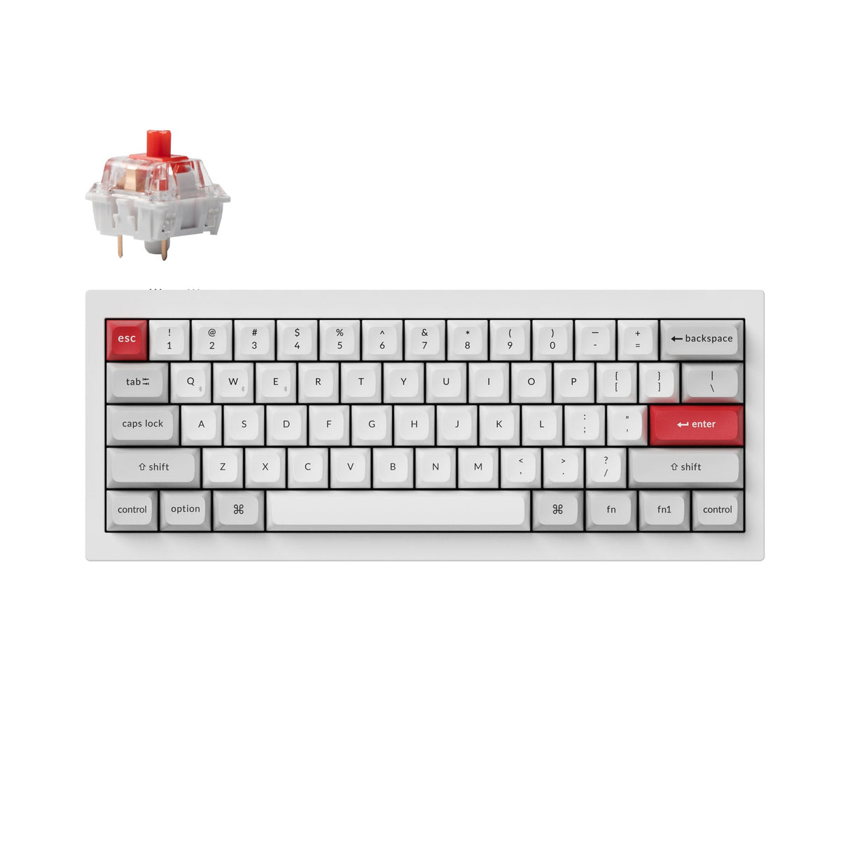 Keychron Q4 Pro QMK/VIA wireless custom mechanical keyboard 60 percent layout full aluminum white frame for Mac WIndows Linux with RGB backlight and hot-swappable K Pro switch red