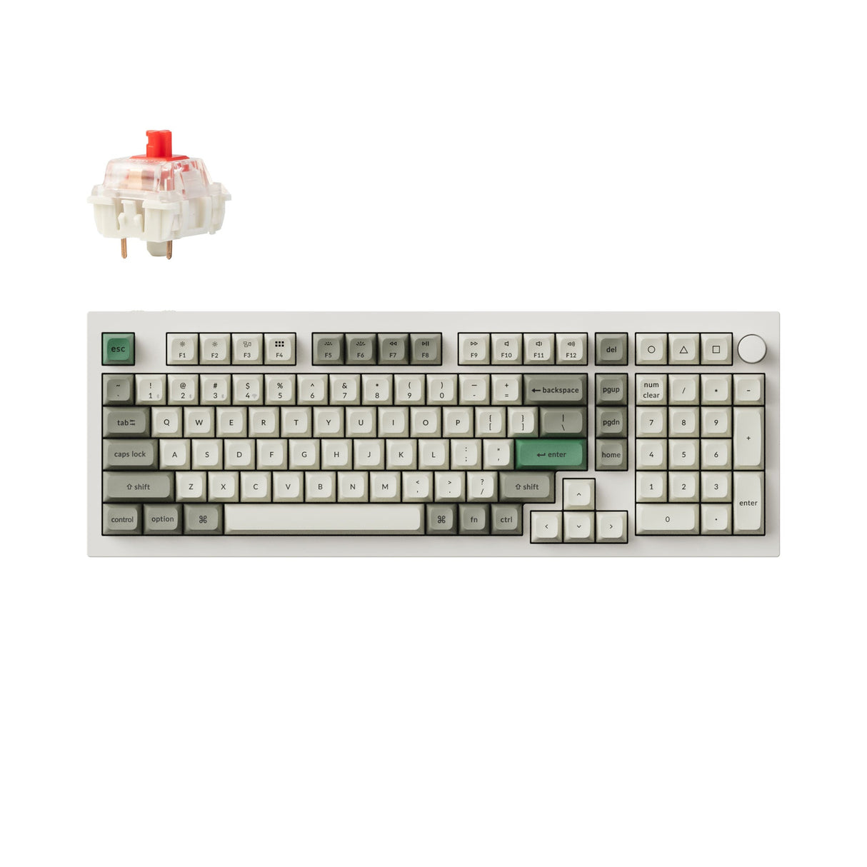 Keychron Q5 Max QMK/VIA Wireless Custom Mechanical Keyboard 96% Layout Aluminum White Fully Assembled Knob for Mac Windows Linux Gateron Jupiter Red