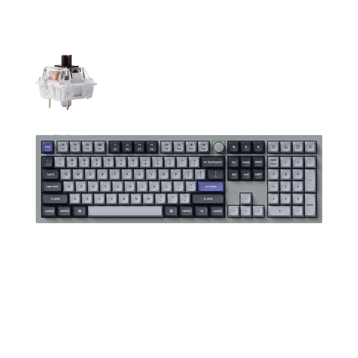 Keychron Q6 Pro QMK/VIA wireless custom mechanical keyboard 100 percent layout full aluminum grey frame for Mac WIndows Linux with RGB backlight and hot-swappable K Pro brown