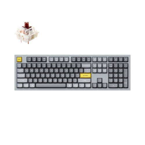 Keychron Q6 QMK VIA custom mechanical keyboard full size 100 percent layout full aluminum grey frame for Mac Windows RGB backlight with hot swappable Gateron G Pro switch brown
