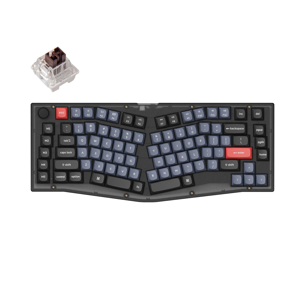 Keychron V10 75% Alice Layout QMK VIA Custom Mechanical Keyboard RGB Backlight Frosted Black Knob Hot-swappable K Pro Switch Brown