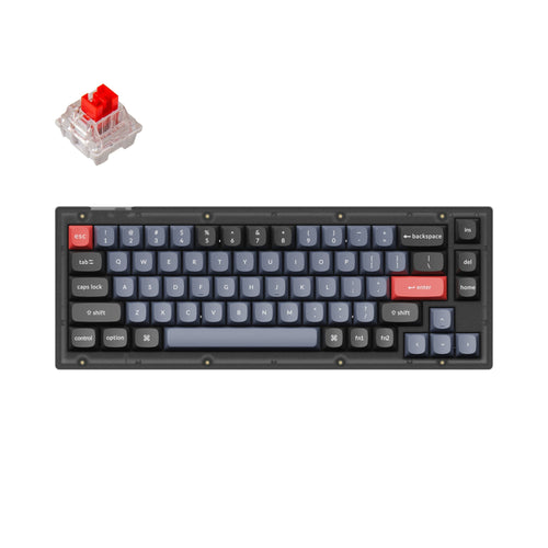 Keychron V2 Custom Mechanical Keyboard frosted black 65 percent layout with Keychron K Pro switch red