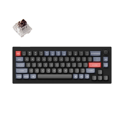 Keychron V2 Custom Mechanical Keyboard knob version black 65 percent layout with Keychron K Pro switch brown