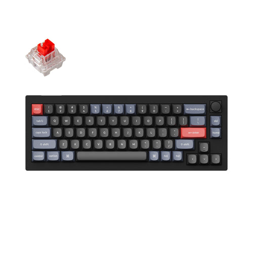 Keychron V2 Custom Mechanical Keyboard knob version black 65 percent layout with Keychron K Pro switch red