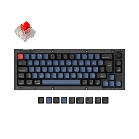 Keychron V2 QMK VIA custom mechanical keyboard 65 percent layout frosted black knob Mac Windows Linux hot-swappable Keychron K Pro switch red ISO Nordic layout