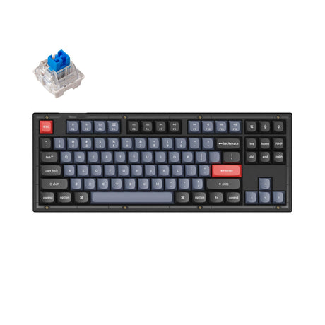 Keychron V3 Custom Mechanical Keyboard frosted black QMK/VIA tenkeyless hot-swappable Keychron K Pro switch blue
