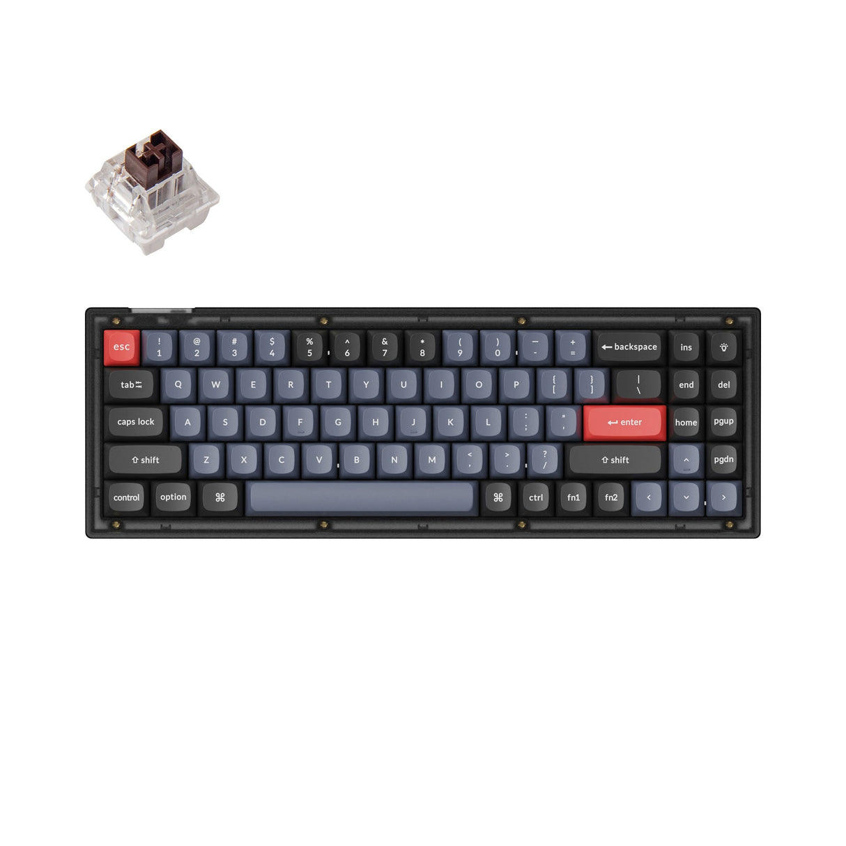 Keychron V7 QMK VIA custom mechanical keyboard 70 percent layout frosted black for Mac Windows Linux RGB backlight with hot swappable Keychron K Pro switch brown