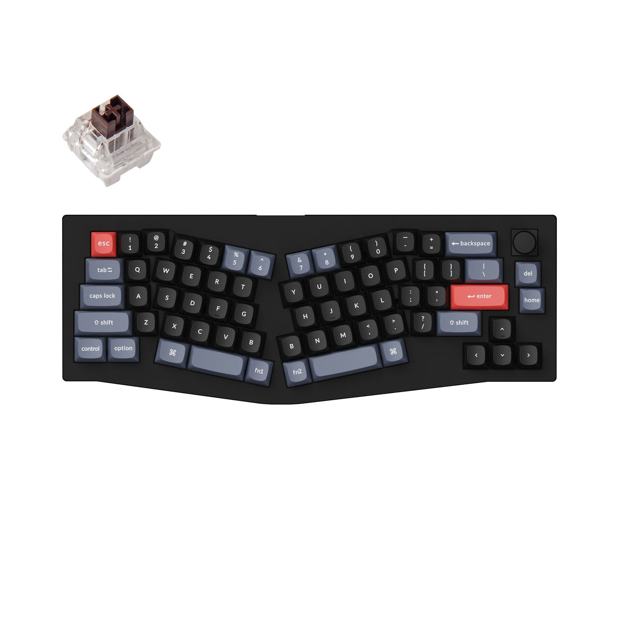 Keychron V8 Custom Mechanical Keyboard knob version black QMK/VIA alice 65% layout hot-swappable switch brown