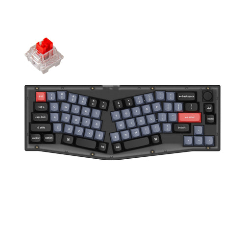 Keychron V8 Custom Mechanical Keyboard knob version frosted black QMK/VIA alice 65% layout hot-swappable switch red
