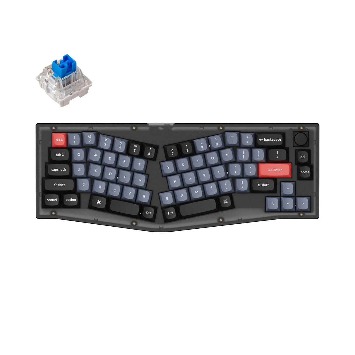 Keychron V8 Custom Mechanical Keyboard knob version frosted black QMK/VIA alice 65% layout hot-swappable switch blue