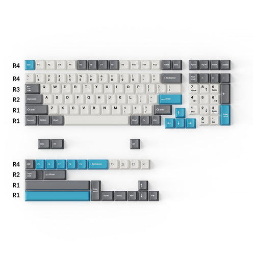 Keychron double shot PBT Cherry full set keycap set grey white and blue 96% layout ANSI