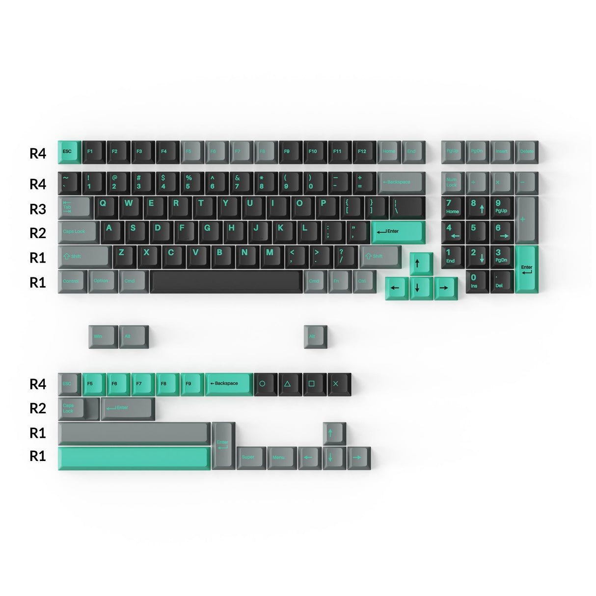 Keycaps 173 Teclas Cherry Profile ABS Double-Shot ANSI/ISO Layout
