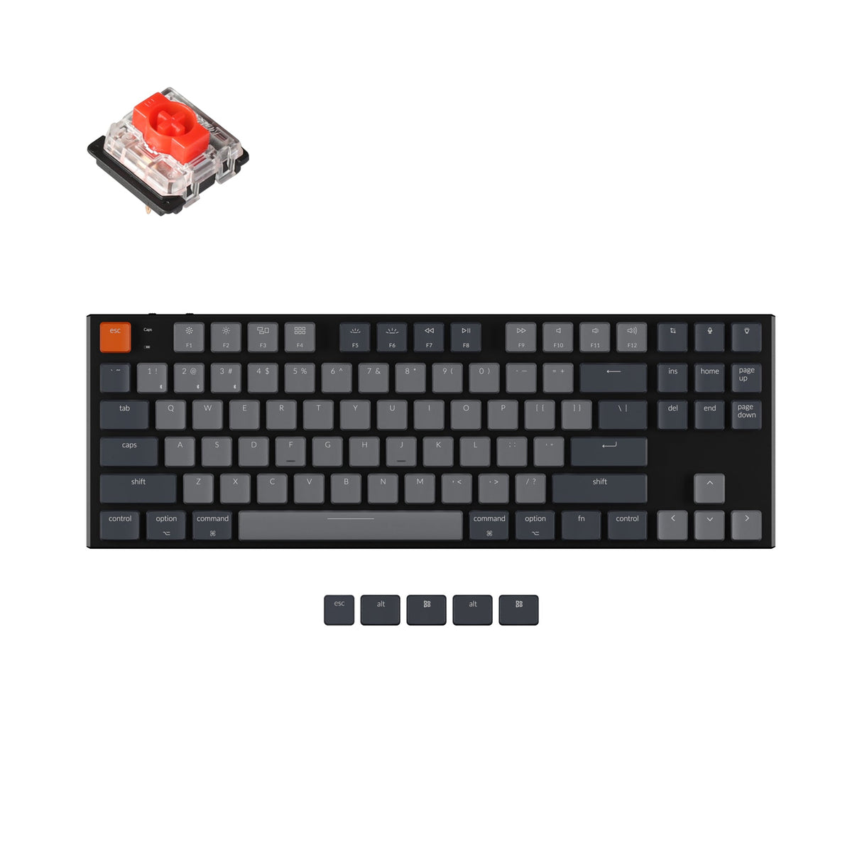 Keychron k1 v5 ultra slim wireless mechanical keyboard 87 keys white backlight gateron mechanical low profile red switch